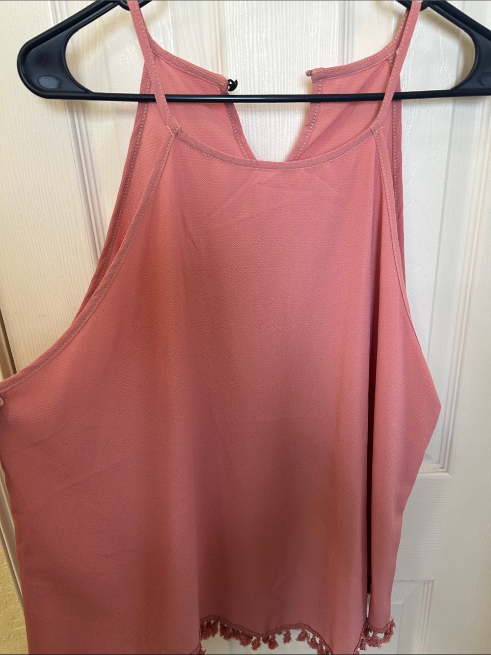 SHEIN Rose Pink Tassel-Hem Spaghetti Strap Camisole